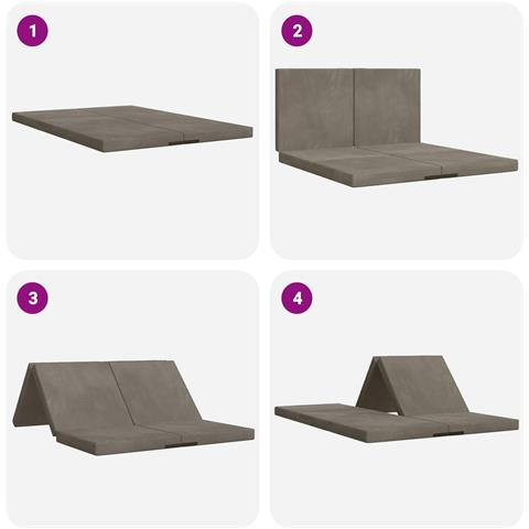 Divano Letto Pieghevole 140 x 67 x 45 cm Grigio Chiaro - Foto 9
