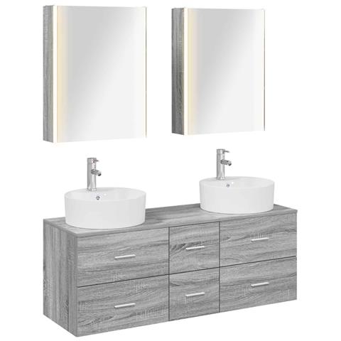 Set di mobili per il bagno 5 pcs Sonoma grigio - Foto 1