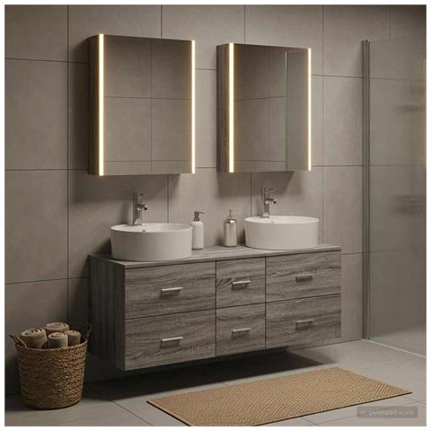 Set di mobili per il bagno 5 pcs Sonoma grigio - Foto 2