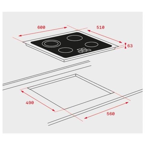 Piano Cottura TZ 6420 Elettrico 4 Zone Cottura da 60 cm Colore Nero - Foto 2