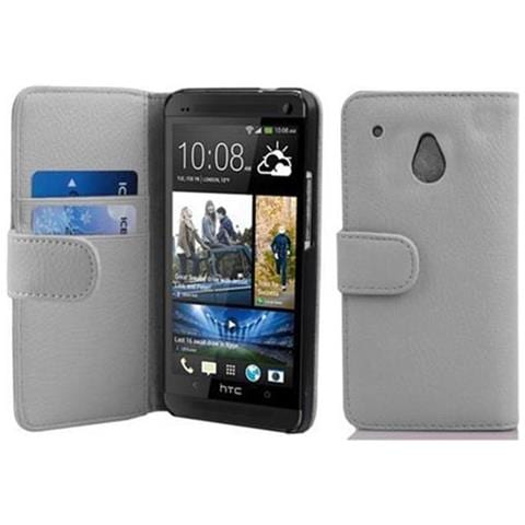Custodia Compatibile Con Htc One M4 Mini In Magnesio Bianco - Coperchio Protettivo In Ecopelle Testurizzata E Tasca Per Carte Di Credito - Foto 1