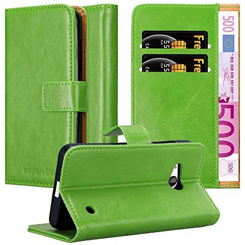 Custodia Compatibile Con Nokia Lumia 550 In Verde Erbe - Coperchio Protettiva Con Chiusura Magnetica, Funzione Stand E Tasca Per Le Carte - Foto 1