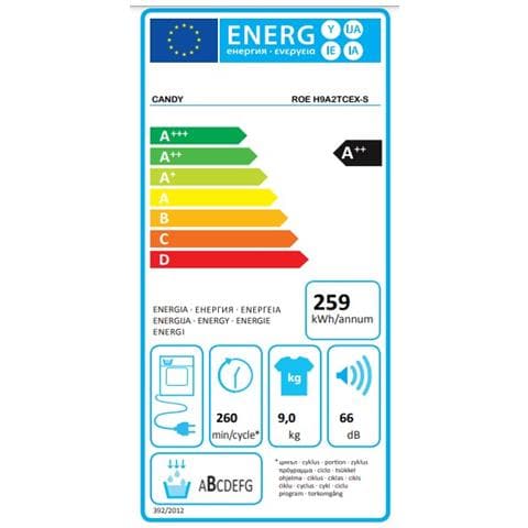 Asciugatrice ROE H9A2TCEX-S Rapido 9 Kg Classe A++ Pompa di calore - Foto 2