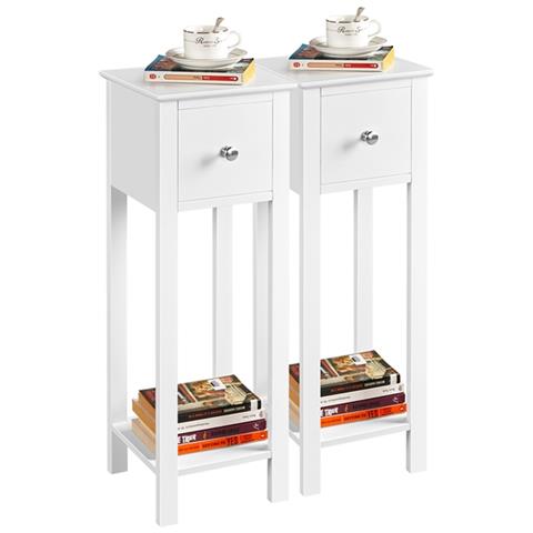 Comodino Shabby Chic Bianco 25x25x70cm - Con Cassetto, Ideale Per Camera Da Letto - Foto 10