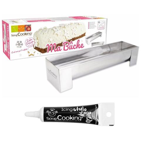 Stampo In Acciaio Inox Per Ceppo Di Natale + Penna Per Glassa Nera - Foto 1