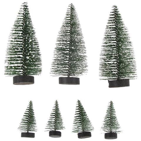 7 Piccoli Abeti Decorativi Innevati 5 Cm E 10 Cm - Foto 1