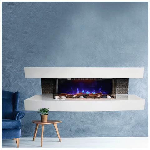 Camino moderno Paula Grande bianco camino elettrico ElectricSun, con effetto sonoro, 10 colori, con l’app, L150xH46x31cm - Foto 1