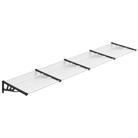 Tettoia per Porta Nero e Trasparente 396x90 cm Policarbonato - Foto 1