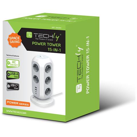 Multipresa Da Tavolo Torretta Di Alimentazione 11 Prese Schuko 2 Usb-a E 2 Usb-c - Foto 3