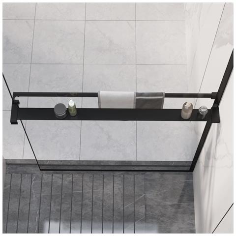 Mensola Doccia A Parete Per Doccia Walk-in Nera 90 Cm Alluminio - Foto 1