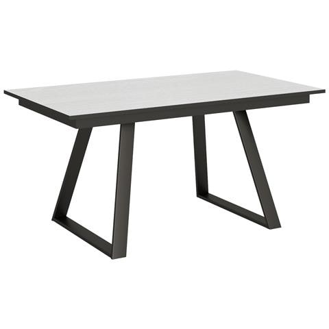 Tavolo Allungabile 90x160/220 Cm Bernadette Telaio Antracite - Bianco Frassino - Foto 6