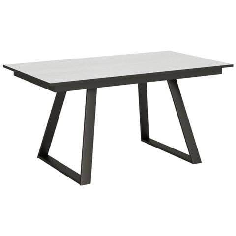Tavolo Allungabile 90x160/220 Cm Bernadette Telaio Antracite - Bianco Frassino - Foto 1