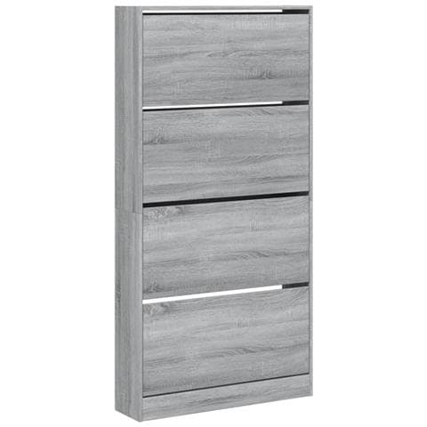 Scarpiera 4 Cassetti Ribaltabili Grigio Sonoma 80x21x163,5 Cm - Foto 2