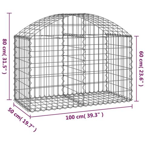 Cesto Gabbione Ad Arco 100x50x60/80 Cm Ferro Zincato - Foto 4