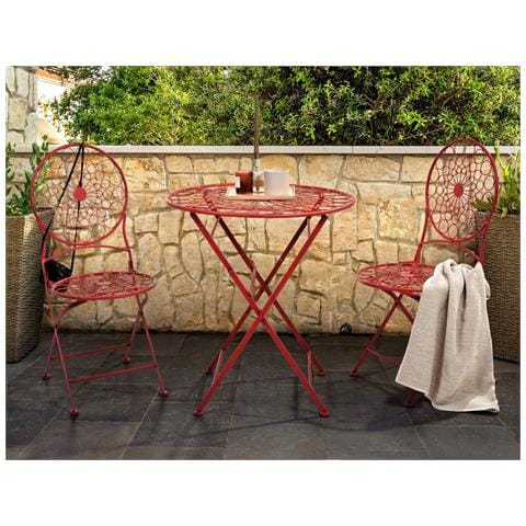 Set Di 2 Sedie Da Balcone Metallo Rosso Scario - Foto 1