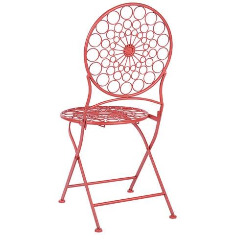 Set Di 2 Sedie Da Balcone Metallo Rosso Scario - Foto 2