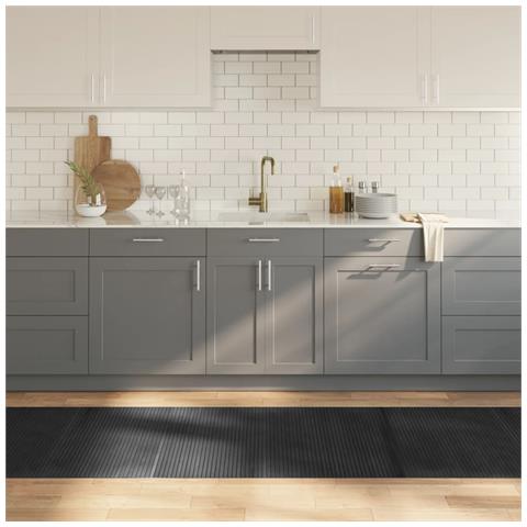Tappeto Rettangolare Grigio 80x500 Cm In Bambù - Foto 1