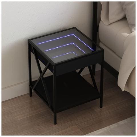 Comodino Con Led Infinity Nero 40x40x49 Cm - Foto 1
