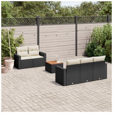 Set Divano da Giardino 6 pz con Cuscini Nero in Polyrattan - Foto 2