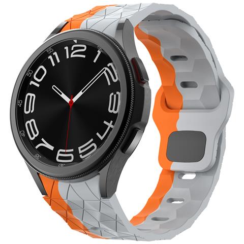 Cinturino Sportivo In Silicone Per Samsung Galaxy Watch6/5/4 - Grigio Arancione - Foto 2