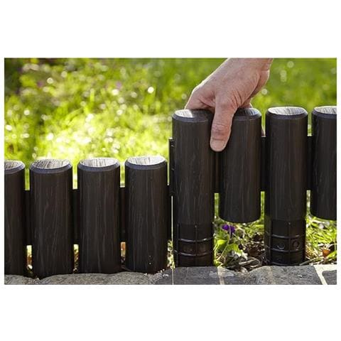 Bordura Palisade Staccionata In Resina Finitura Legno Per Aiuole E Giardino Cacao Lunghezza 2,4mt Altezza 25cm - Foto 1
