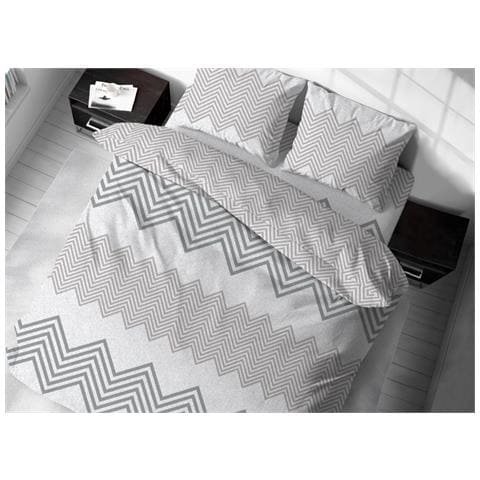 Sacco Copripiumino In 100% Cotone Made Italy Disegno Zig Zag Piazza E Mezza Beige - Foto 1