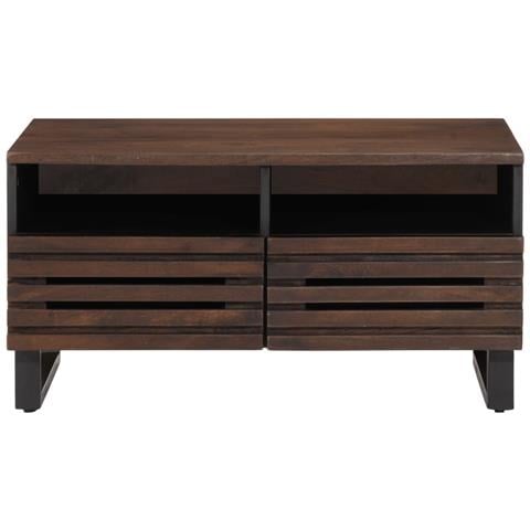 Tavolino Da Salotto Marrone 80x55x40 Cm Legno Massello Di Mango - Foto 2