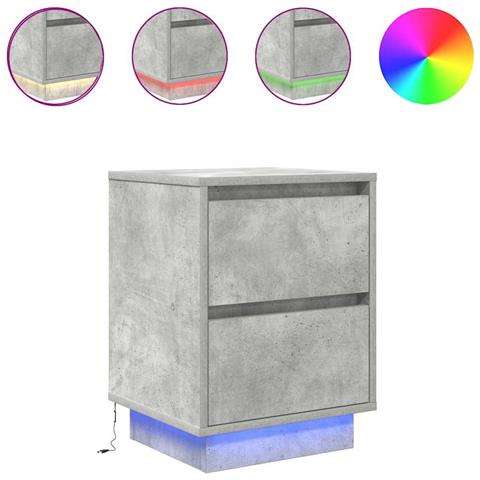 Comodini Con Luci A Led 2 Pz Grigio Cemento 38x34x50 Cm - Foto 2