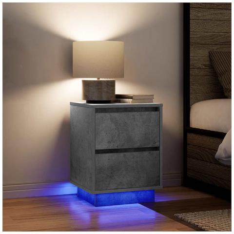 Comodini Con Luci A Led 2 Pz Grigio Cemento 38x34x50 Cm - Foto 1