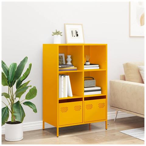 Credenza Giallo Senape 68x39x103,5 Cm In Acciaio - Foto 3