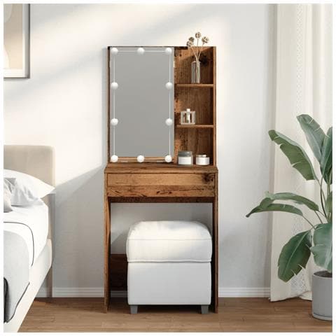 Toeletta Con Led Legno Antico 60x40x140 Cm - Foto 3