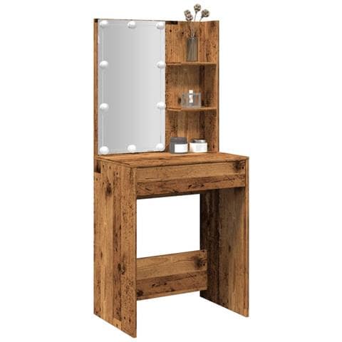 Toeletta Con Led Legno Antico 60x40x140 Cm - Foto 1