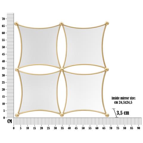 Specchio Con Cornice Mf497 - Oro - Metallo - 68x3,5x68 Cm - Foto 6