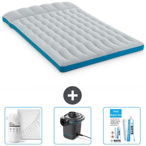 Set Materassino Gonfiabile - 193x127x24 Cm - Blu - Include Accessori Coordinati Cb4 - Foto 1