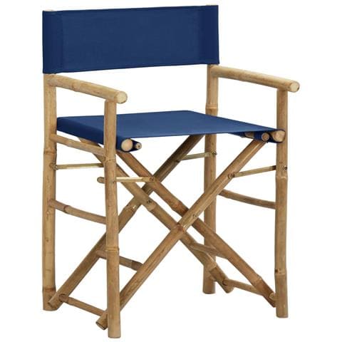 Sedie Da Regista Pieghevoli 2 Pz Blu In Bambù E Tela - Foto 1