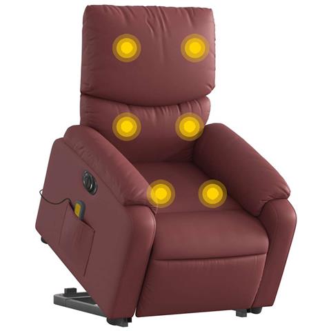 Lusso Casadino -  Poltrona Alzapersona Reclinabile Rosso Vino In Similpelle - Foto 2