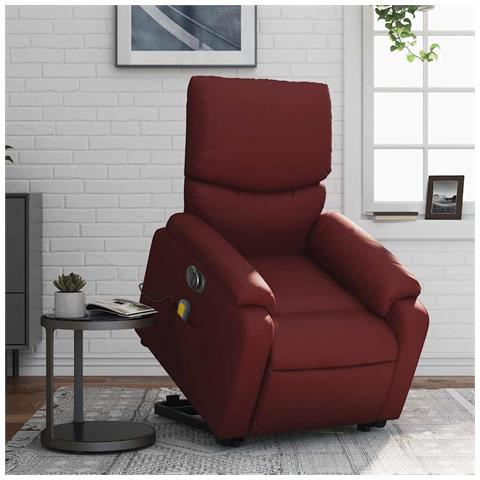 Lusso Casadino -  Poltrona Alzapersona Reclinabile Rosso Vino In Similpelle - Foto 8