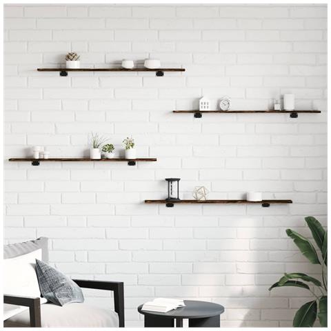 Lusso Casadino - Mensole Parete 4pz Rovere Fumo 100x10x1,5 Cm Legno Multistrato - Foto 2