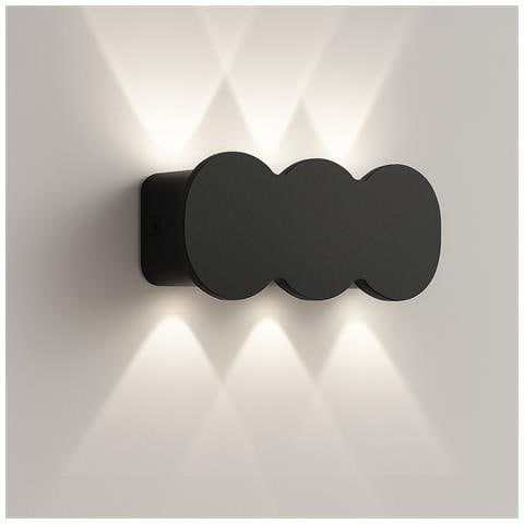 Applique Da Muro Con 6 Led Lampada A Parete Nera Con Luce Bianco Freddo 15x8x3cm - Foto 1