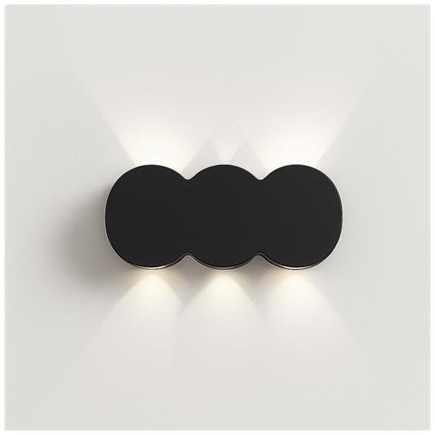 Applique Da Muro Con 6 Led Lampada A Parete Nera Con Luce Bianco Freddo 15x8x3cm - Foto 2