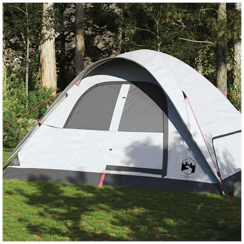 Tenda Familiare a Cupola 6 Persone Bianca Tessuto Impermeabile - Foto 1