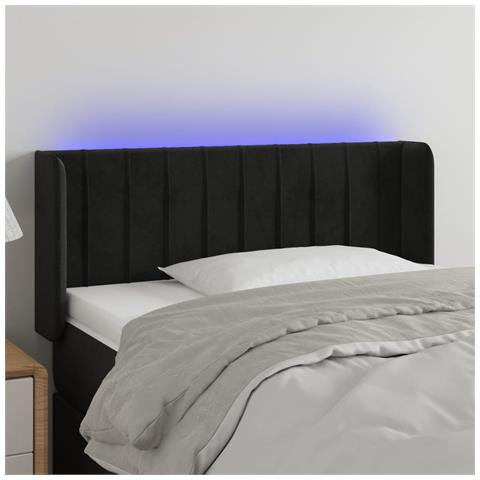 Testiera a LED Nera 103x16x78/88 cm in Velluto - Foto 2