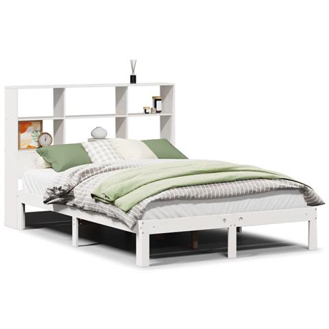 Letto Libreria senza Materasso Bianco 160x200 cm Legno di Pino - Foto 1