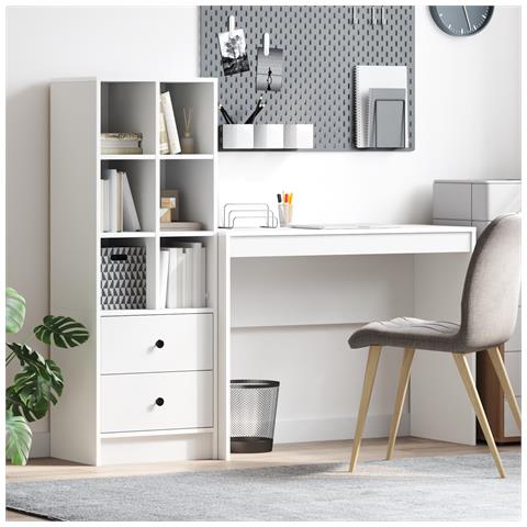 Scrivania con archiviazione Bianca in legno ingegnerizzato - Foto 2