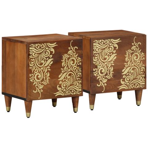 Comodini 2 pcs 40x33x46 cm Legno Massello Mango - Foto 1