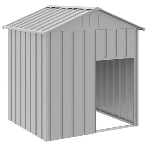Casetta Cani Tetto Grigio Chiaro 117x103x123 cm Acciaio Zincato - Foto 1