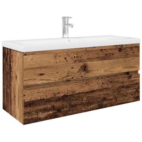 Mobile da Bagno con Lavabo Integrato e Rubinetto Legno Antico - Foto 1