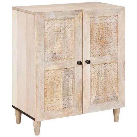 Credenza Bianco 60 x 33 x 75 cm legno massello di mango - Foto 1
