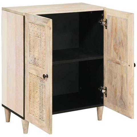 Credenza Bianco 60 x 33 x 75 cm legno massello di mango - Foto 2