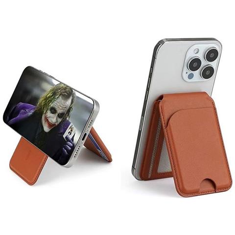 Portacarte Magnetico Magsafe Universale Con Supporto Rotante - Compatibile Con Iphone E Android Brown - Foto 5